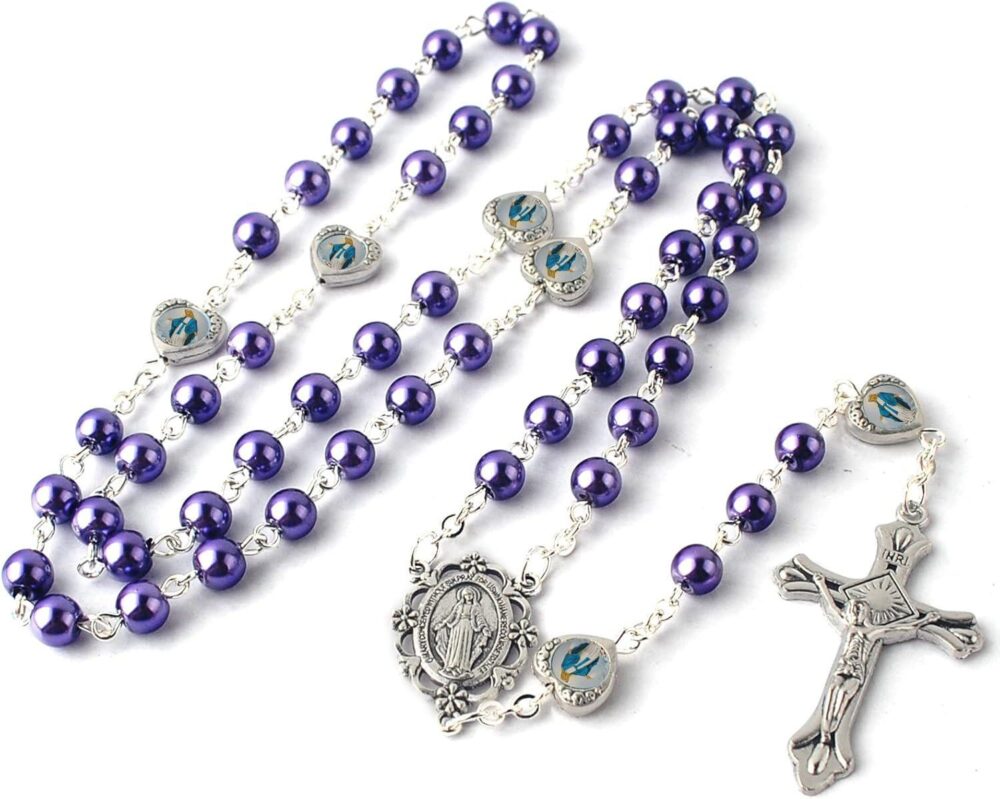 Miraculous epoxy Heart Rosary