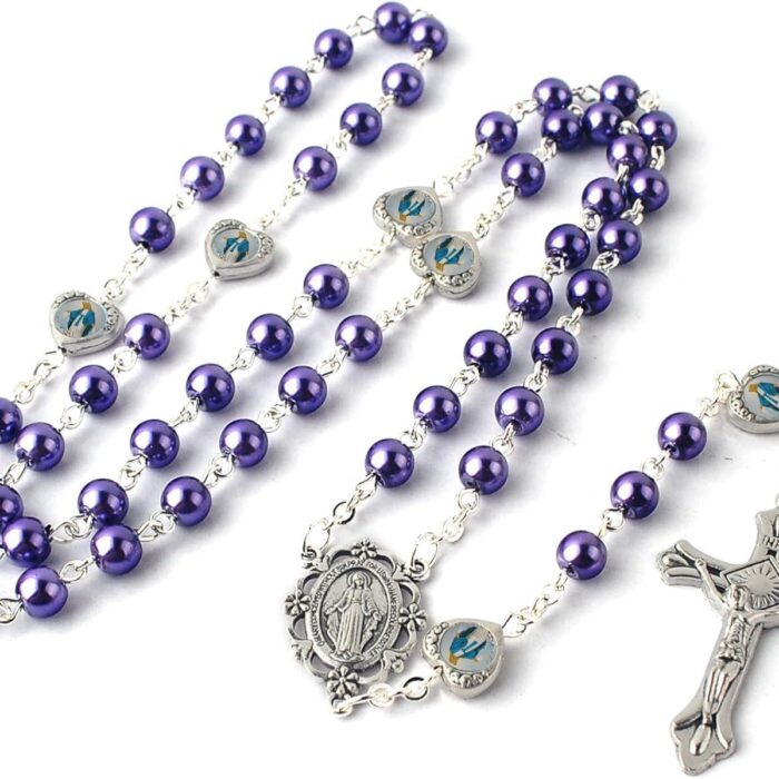 Miraculous epoxy Heart Rosary