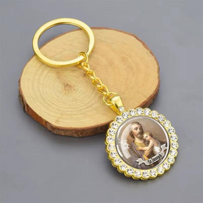 Saint Joseph rhinestone keychain