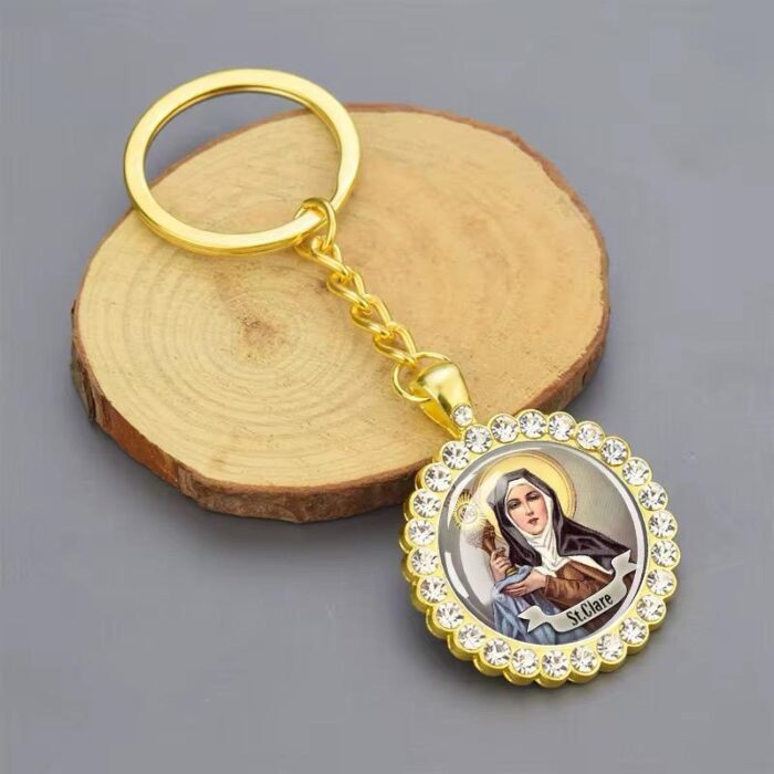 Saint Clare rhinestone keychain