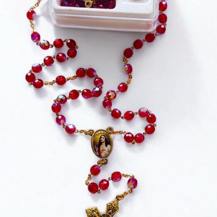 Saint therese elegant red rosary