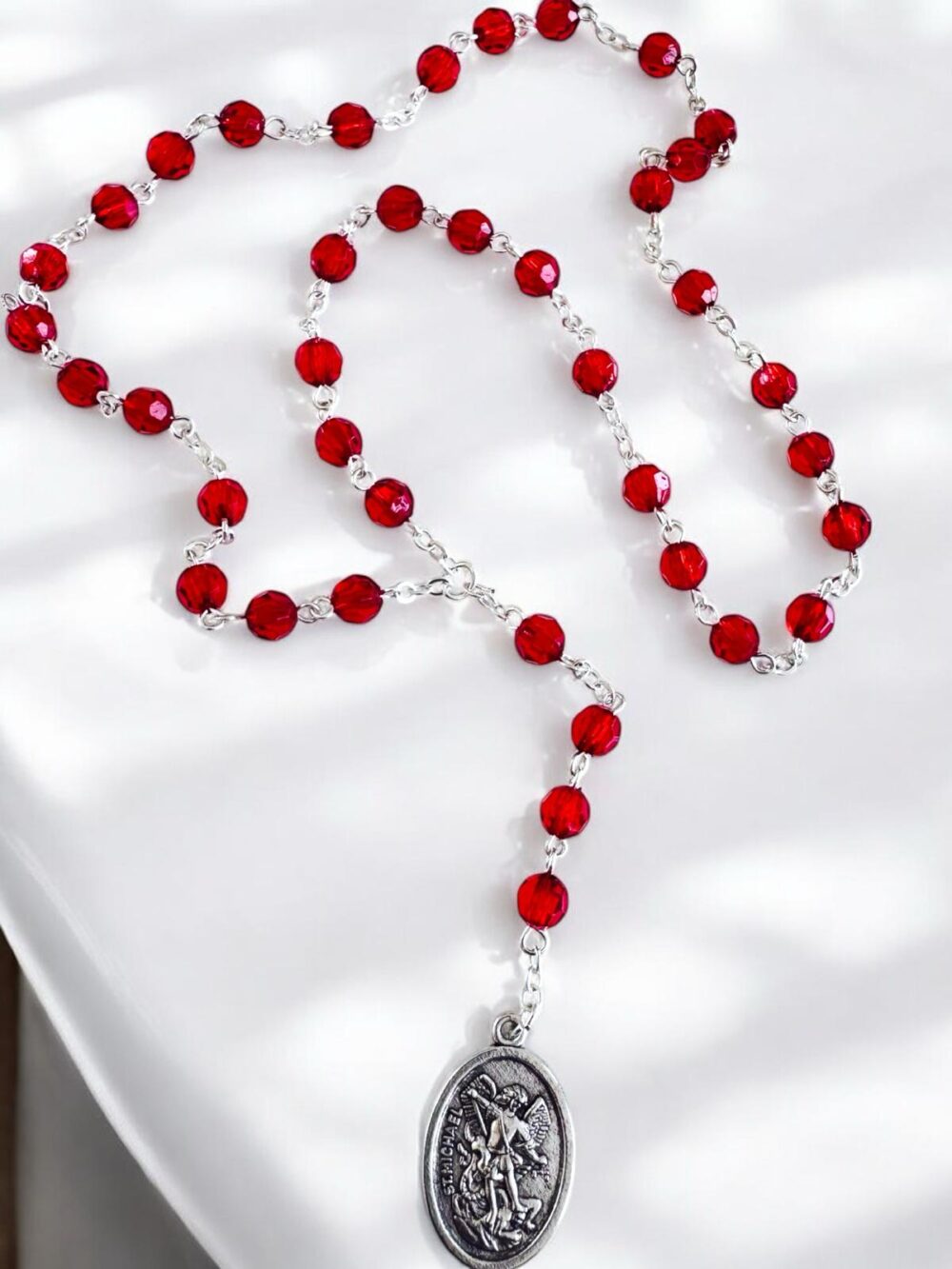 Saint Michael Mini Red Beads Rosary