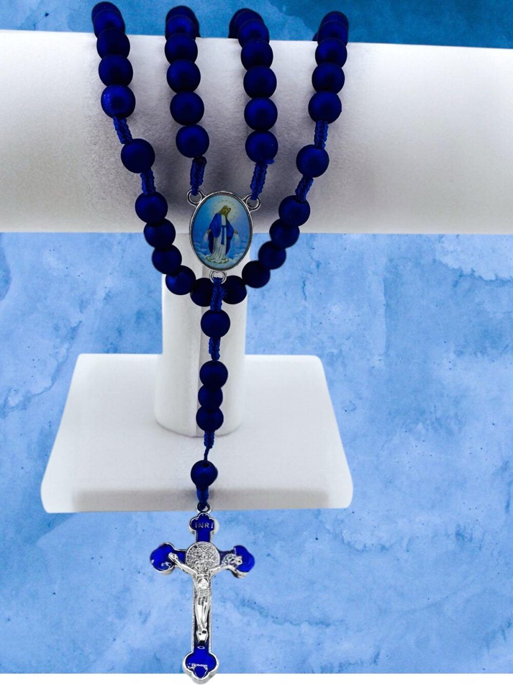 Immaculate Conception Celtic Blue Corded Rosary