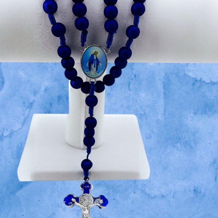 Immaculate Conception Celtic Blue Corded Rosary