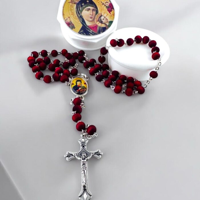 Our Lady of Pertual Help Rose Scented Rosary Red