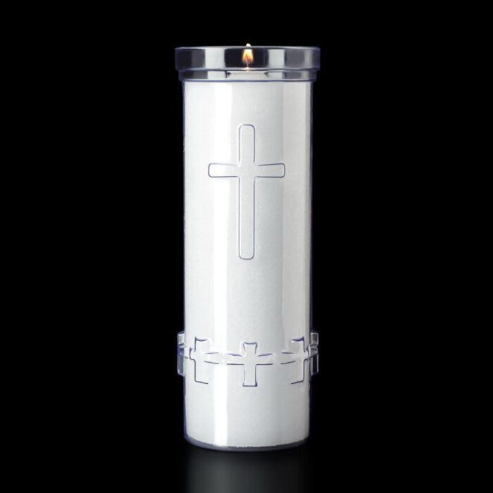Devotional White Crystal Plastic 6 Days Candle