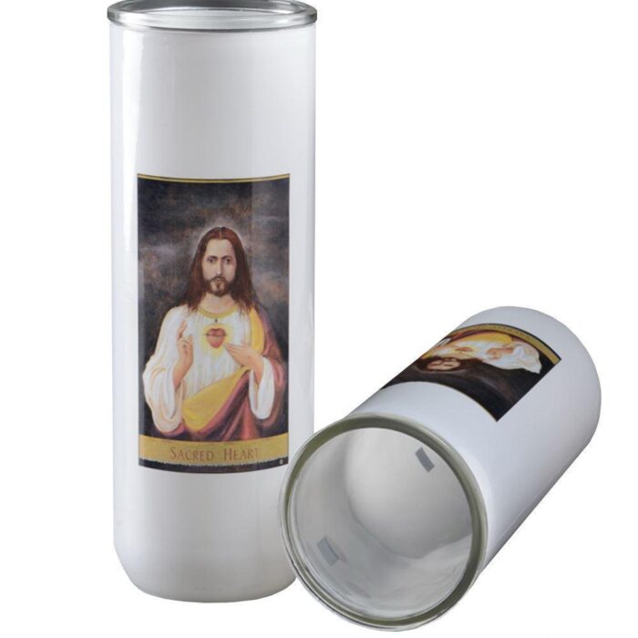 Sacred Heart of Jesus Glass Globe 6 Days Insert Candle