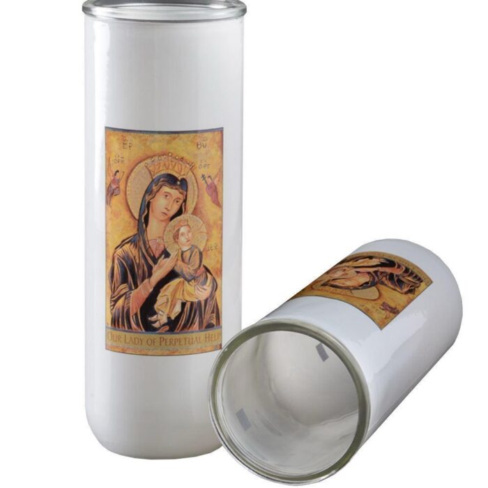 Our lady of Perpetual help 6 days bottlelight glass globe insert candle