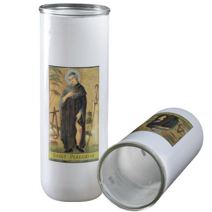 Saint Peregrine glass globe 6 days insert candle