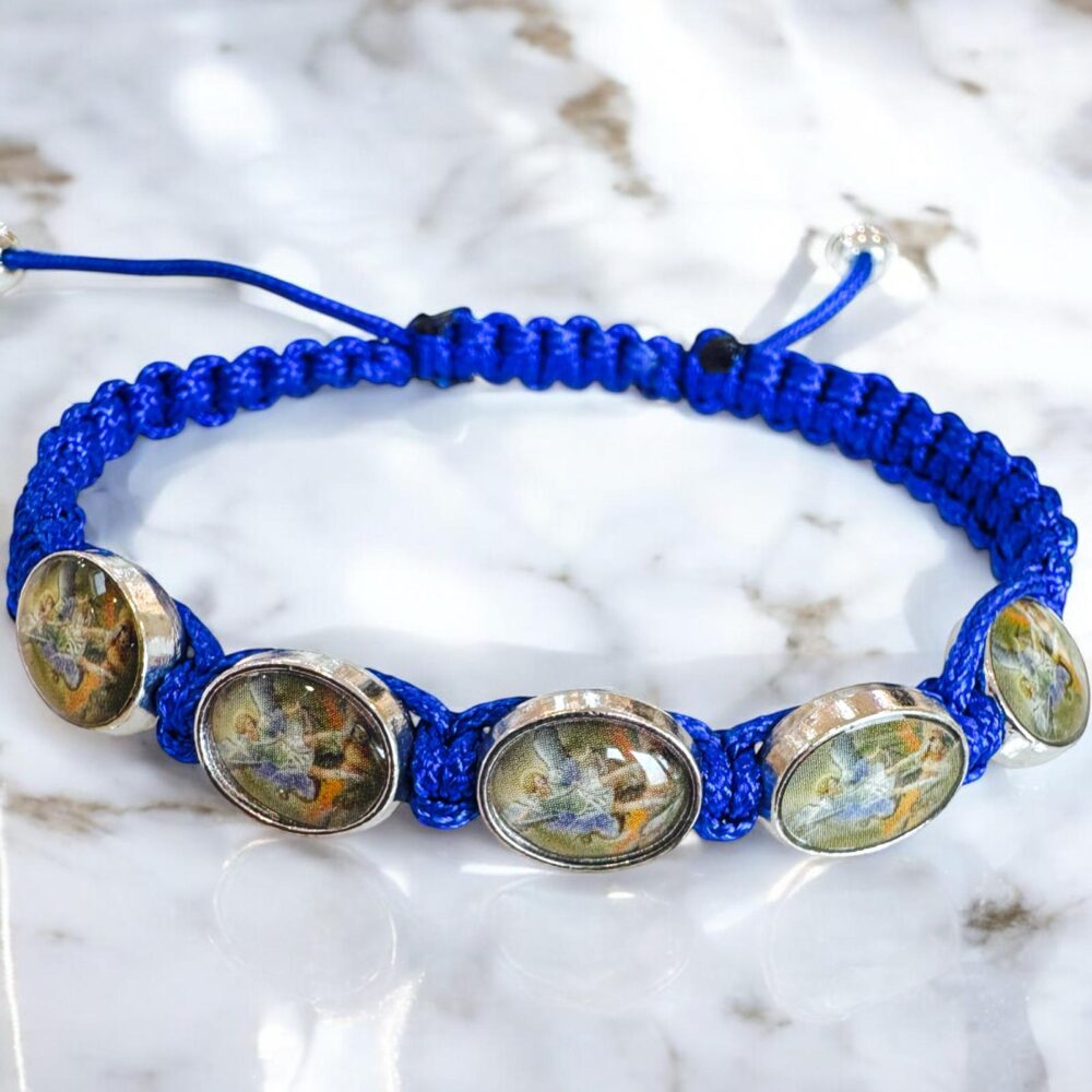 Royal blue Saint Michael macrame Cord Bracelet