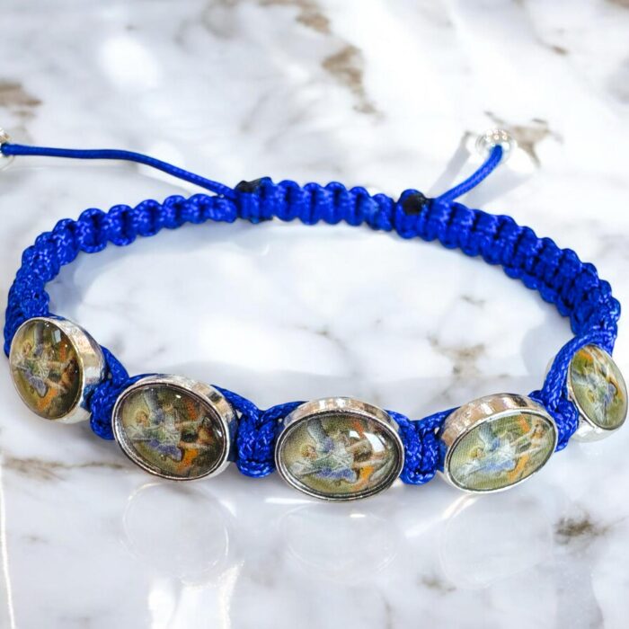 Royal blue Saint Michael macrame Cord Bracelet