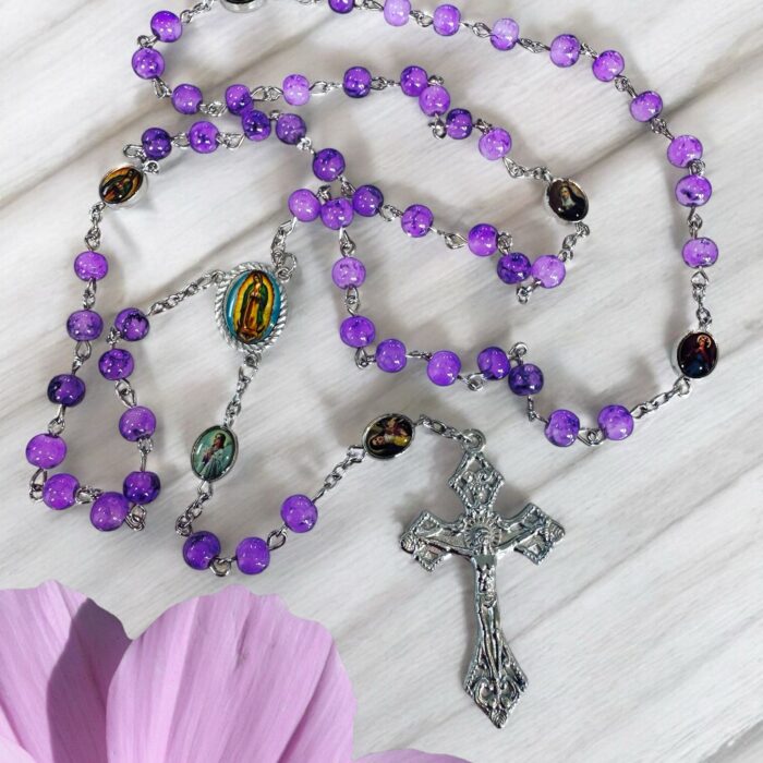 Our lady of Guadalupe acrylic purple rosary
