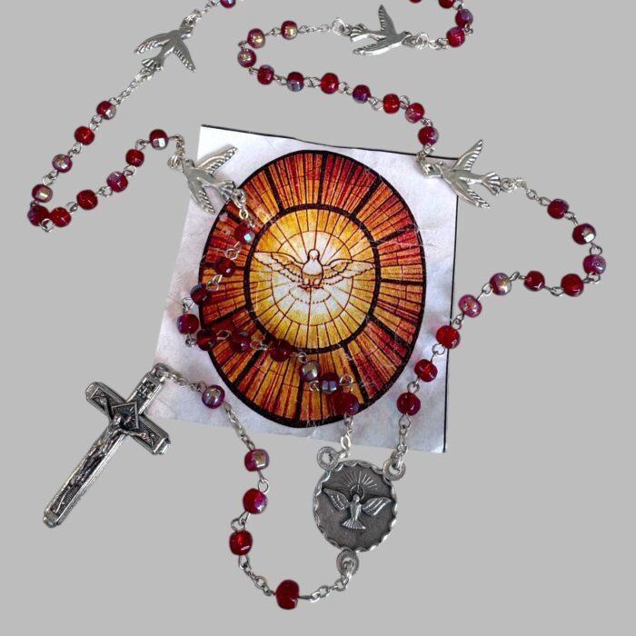 Holy spirit devotional red rosary