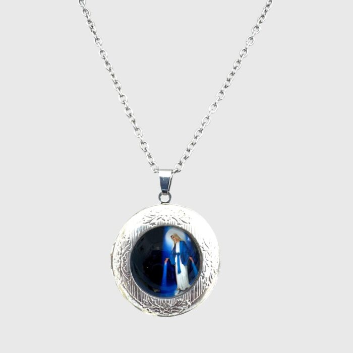 Our lady of grace protection gem locket necklace