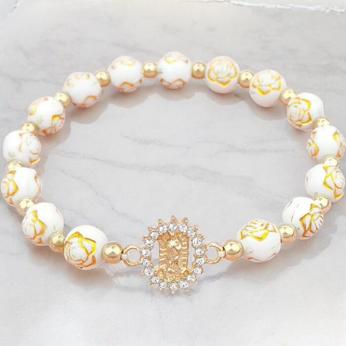 Our lady of Guadalupe imitation pearl bracelet