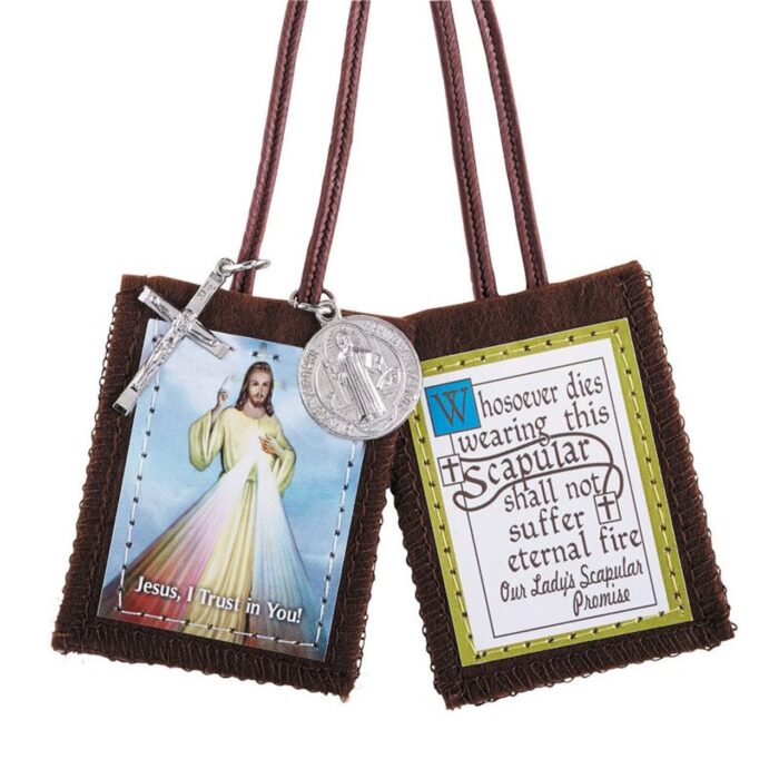 Divine Mercy with saint Benedict medal crucifix scapular
