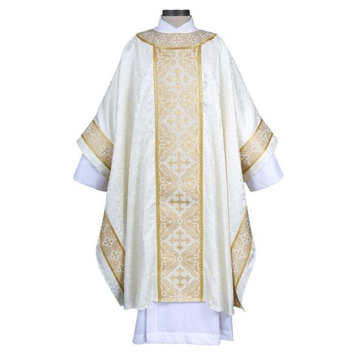 Excelsis Gothic Chasuble white with gold lace