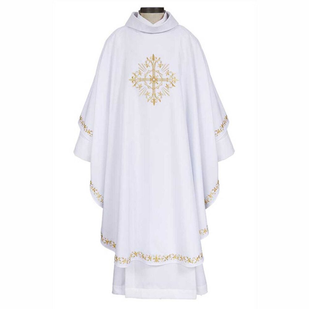 Holy Trinity Cross Chasuble White