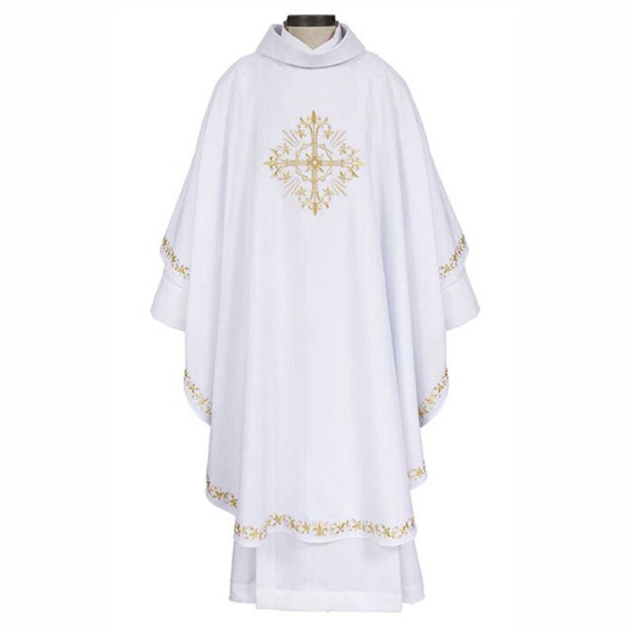 Holy Trinity Cross Chasuble White