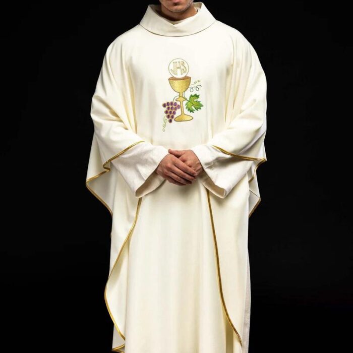 Cream Chasuble chalice Cross and grapes ecru