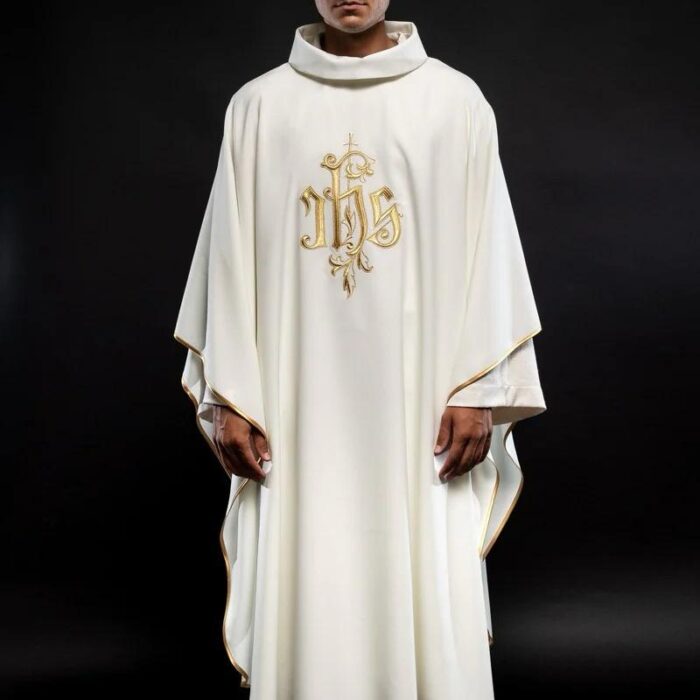 Eucharisty  Cream chasuble with gold IHS embroidery