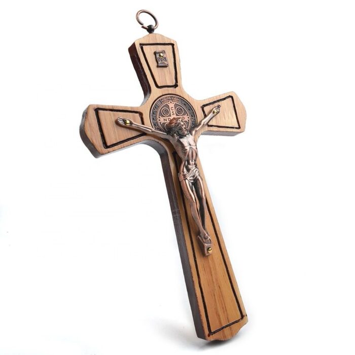 Saint Benedict Cedar wood crucifix  7"
