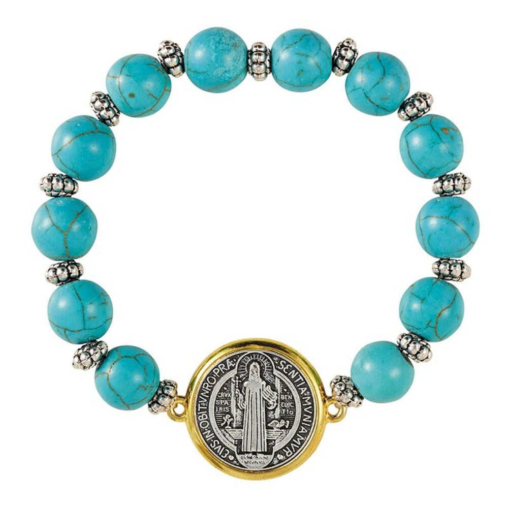 Saint  Benedict turquoise bead bracelet
