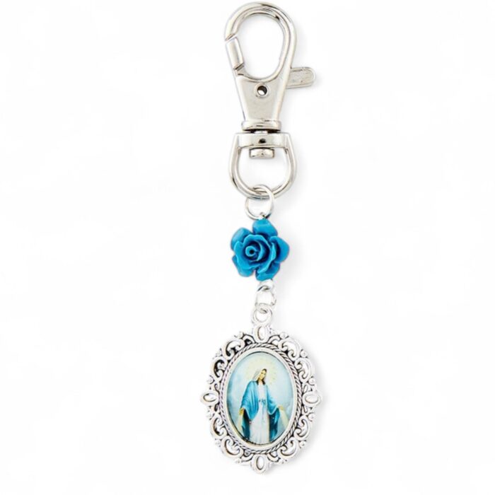 our lady of grace floral devotional key chain