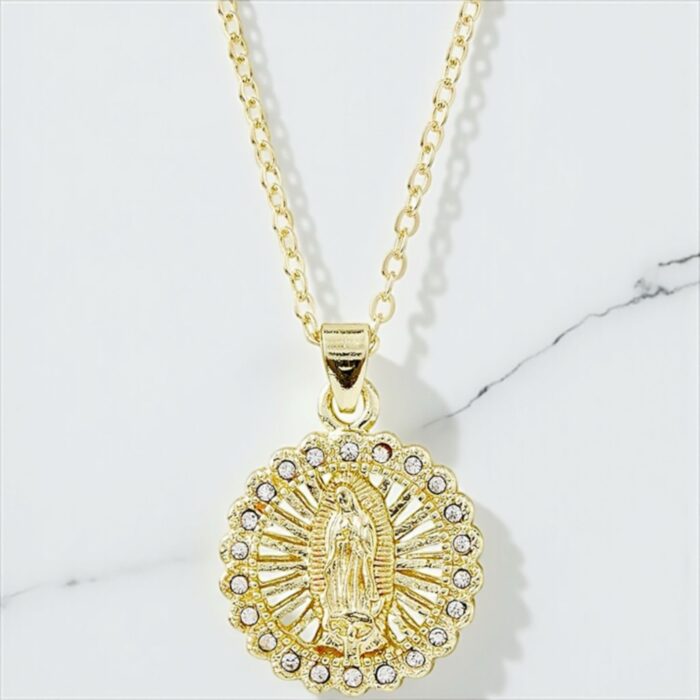Our lady of Guadalupe  cut out rays crystal pendant