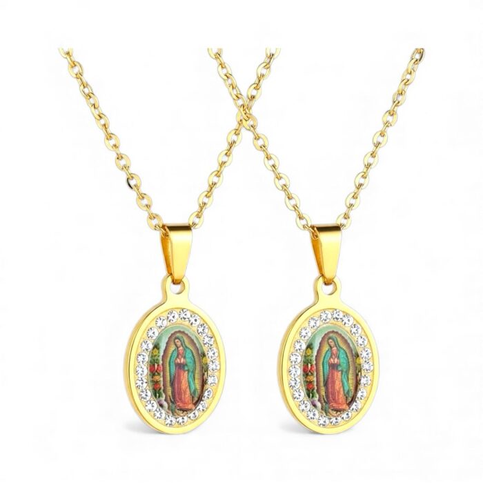Our Lady of Guadalupe Stainless Steel Gold Pendant Necklace