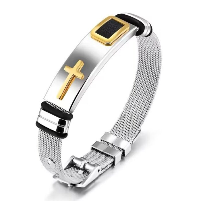 Gold Cross Stainless Steel Adjustable Classic Bracelet