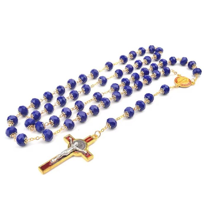 Saint Benedict Azure With Red Enamel Rosary