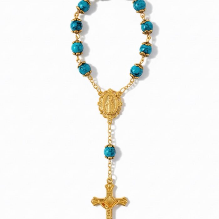 Blue Miraculous Mary One-Decade Rosary  bracelet