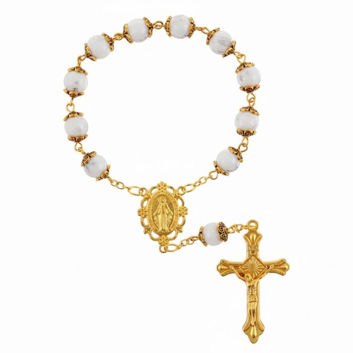 White Miraculous Mary One-Decade Rosary  bracelet